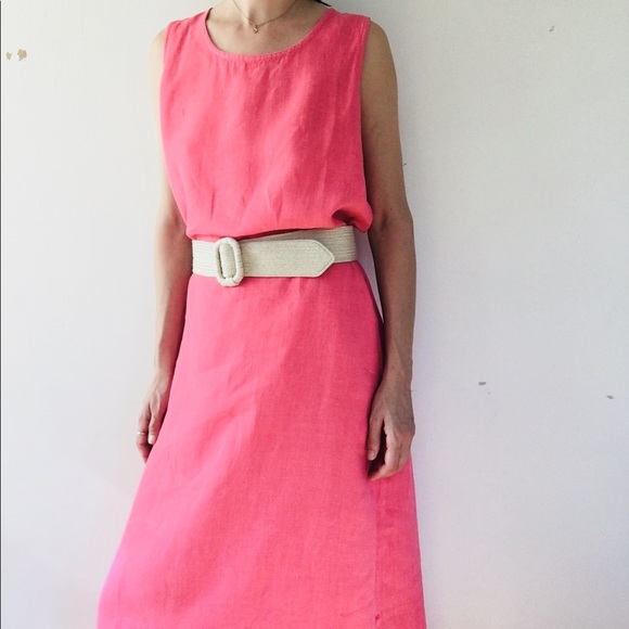 Watermelon pink linen dress - Picture 10 of 14